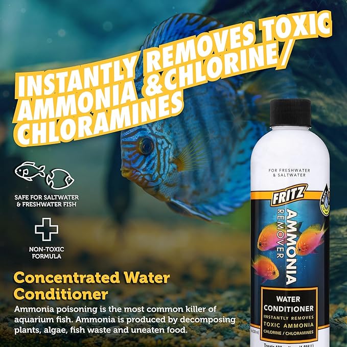 Fritz Aquatics ACCR Water Conditioner Instantly Removes Toxic Ammonia/Chlorine & Chloramines for Fresh & Salt Water Aquariums (8-Ounce)