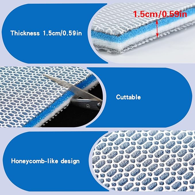 Aquarium Filter Media Accessories, 48 x 12 Inch Cuttable 8-Layer Fish Tank Foam Filter Floss Sponge Pad for Pond, Fish Tank, Aquarium