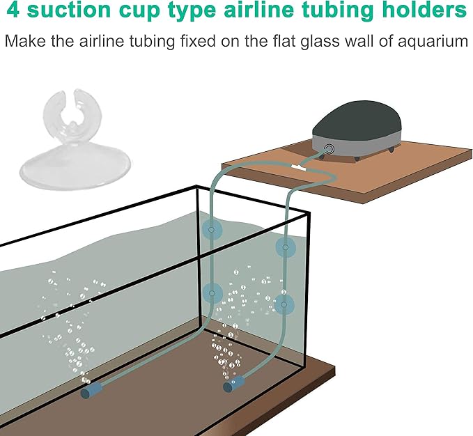 Aquarium Air Pump Accessories Kit with 80 Inch Standard Clear Airline Tubing, Air Stones, Check Valves, Suction Cups and Connectors for Fish Tank