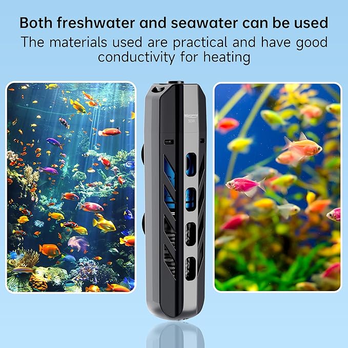 Small Aquarium Heater 50W, Submersible Aquarium Heater with Protective Cover and Work Indicator Light, Constant Temperature 78℉ around for Freshwater and Saltwater Tanks, 5-10 Gallon Fish Tanks
