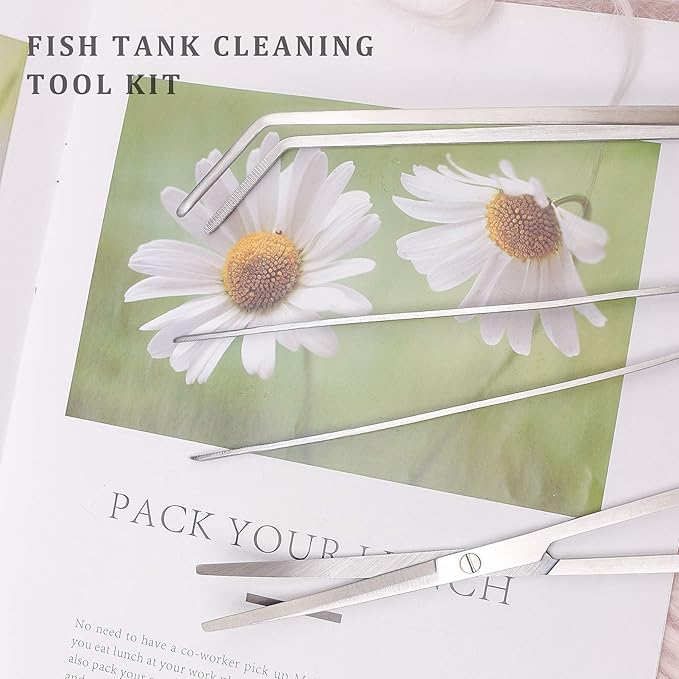 Humutan berglink 3 in 1 Stainless Steel Aquarium Tank Tweezers Scissors Spatula Tool Set for Fish Tank Aquatic Plants Triming