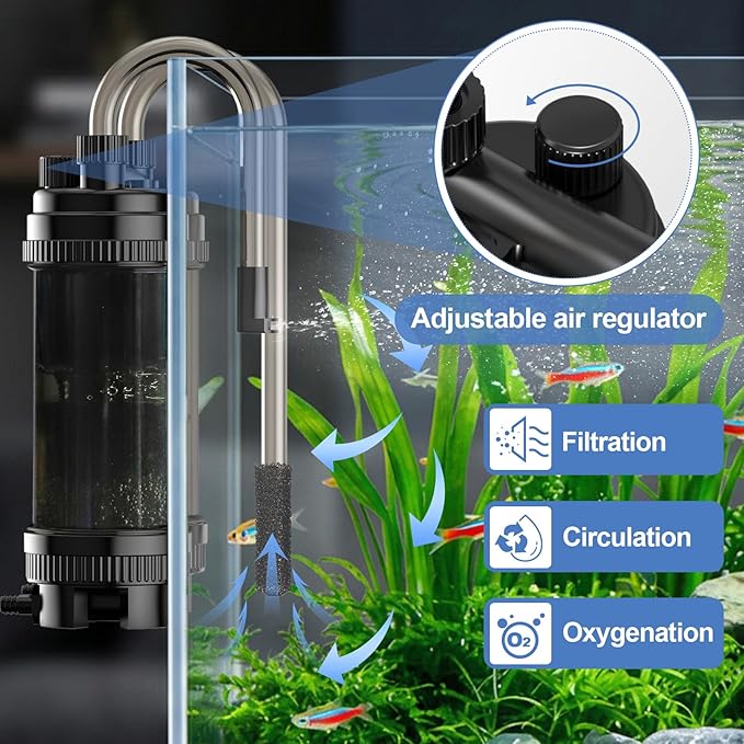 hygger Fish Tank Filter 120GPH, 8.5W Hang on Back Aquarium Filter with Multi-Stage Filtration for Up to 20 Gallon Fish Tank, Quiet HOB Filter for Freshwater & Saltwater Aquariums