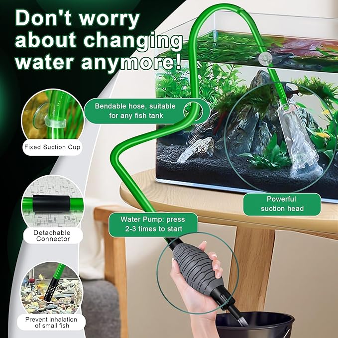 boxtech Fish Tank Water Change, Vacuum Siphon Water Changer Pump Sand Cleaner for Aquarium Water Filter
