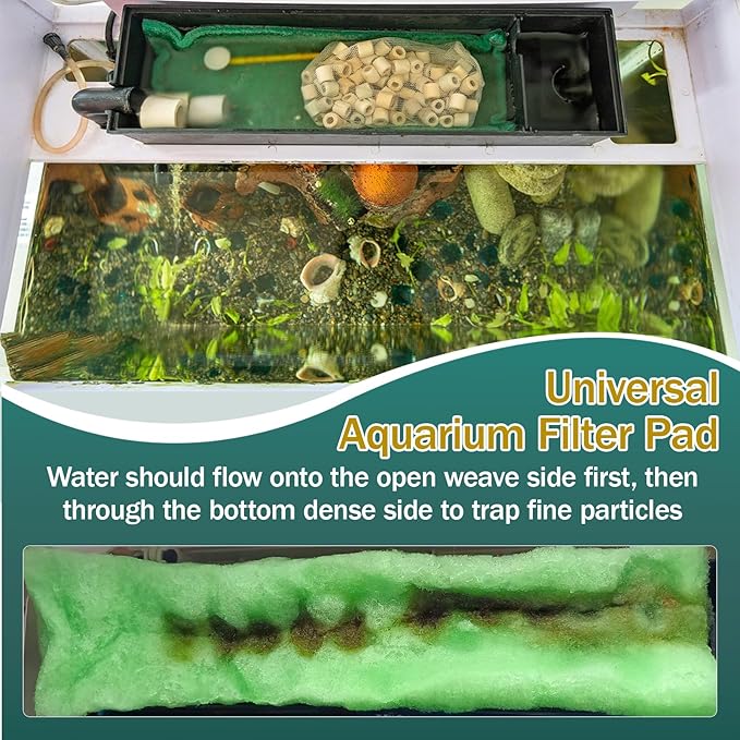 3PCS Aquarium Filter Floss - 12" x 78" (6.5ft per roll) - Total 19ft - 1" Thick Premium Polyester Filter Pad for Fish Tank - Mechanical Filtration, Crystal Clear Water, Fits Most Filters(19ft)