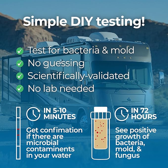 Detekt #1 Water Test Kit for RV & Marine Freshwater Systems Detects Bacteria & Mold in Water System – Ultra-Sensitive Microbial Water Test – Made in USA - 5 Minute Results + Species ID