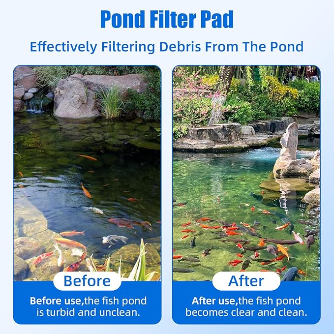 AQUANEAT Replacement Pond Filter Pads Compatible with TotalPond 52231 and 52229 Pond Filter Box Sponge Filter Media Pad for Outdoor Koi Fish (2pcs)