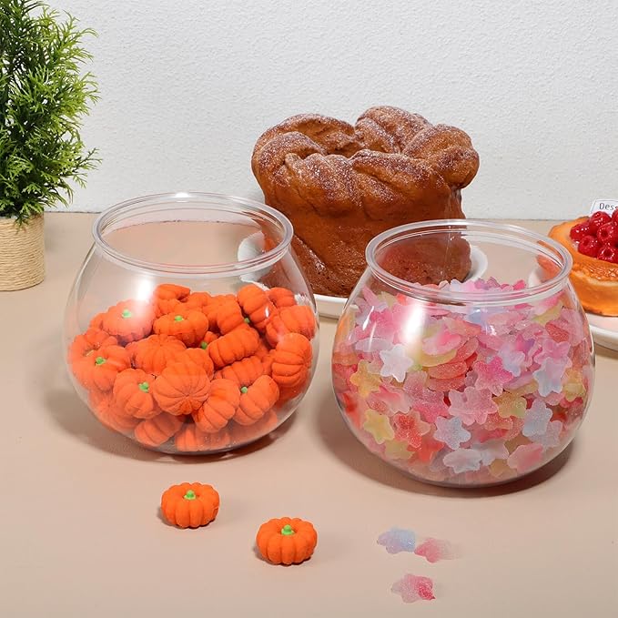 Happyyami 2pcs Round Aquarium Tank Desktop Fish Tank Goldfish Aquarium Tank Bowl Terrarium Round Fish Bowl Unbreakable Vases Bowls for Home Decor