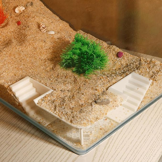 Aquarium Undergravel Fish Tunnel Hide Cave Corner Fishes Tank Decorations Under Gravel Viewing Tunnel Fish Cave for Aquarium Hideout (White,Style 3)
