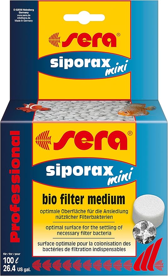 sera Siporax Mini Professional 130 G, 4.5 oz. Aquarium Filter Accessories, White, Model Number: 8477