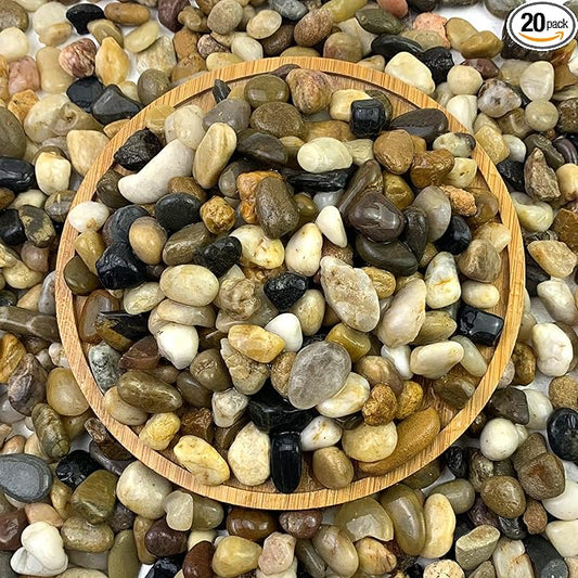 FANTIAN 20 lbs Pea Gravel Pebbles for Indoor Plants, 2/5 Inch Mixed Color River Rocks for Aquarium, Succulent, Vase, Bonsai, Garden, Plant Soil Cover and Outdoor Landscaping Rocks