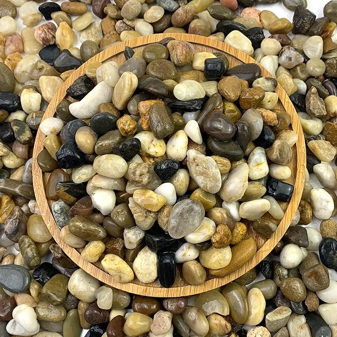 FANTIAN 10 lbs Pea Gravel for Landscaping, 2/5 Inch Size Mixed Color River Rocks for Aquarium, Succulent, Vase Fillers, Cactus Bonsai, Plant Soil Cover and Outdoor Garden Rocks.