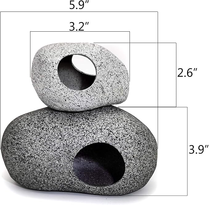 JIH Aquarium Decorations Rock, Ceramic Shelters - Shrimp Habitat, Breeding Tube, Hiding cave, Stackable Fish Tank Decor Cave for Hiding, Betta Fish (J603+J001)