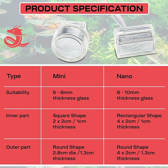 Chihiros Magnetic Aquarium Cleaner for 6-8mm Tank - Non-Slip and Scratch-Free Aquarium Magnetic Glass Cleaner - Floating Magnetic Fish Tank Cleaner - Aquarium Cleaning Tools - Mini