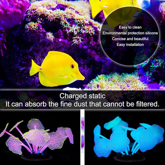 HERCHR 6 Pack Glow Fish Tank Decorations, Silicone Coral Aquarium Decorations Glowing Plants Corals for Aquarium Fish Tank Ornament Glowing Coral Fish Tank Decorations Plants Glow Coral Ornament