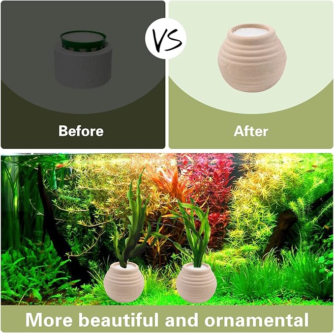 4 PCS Aquatic Plants Fixed Ring Set, Anti-Floating Ceramic for Fixing Water Plants Fish Tank Landscaping Ornaments Aquarium Decoration (White)