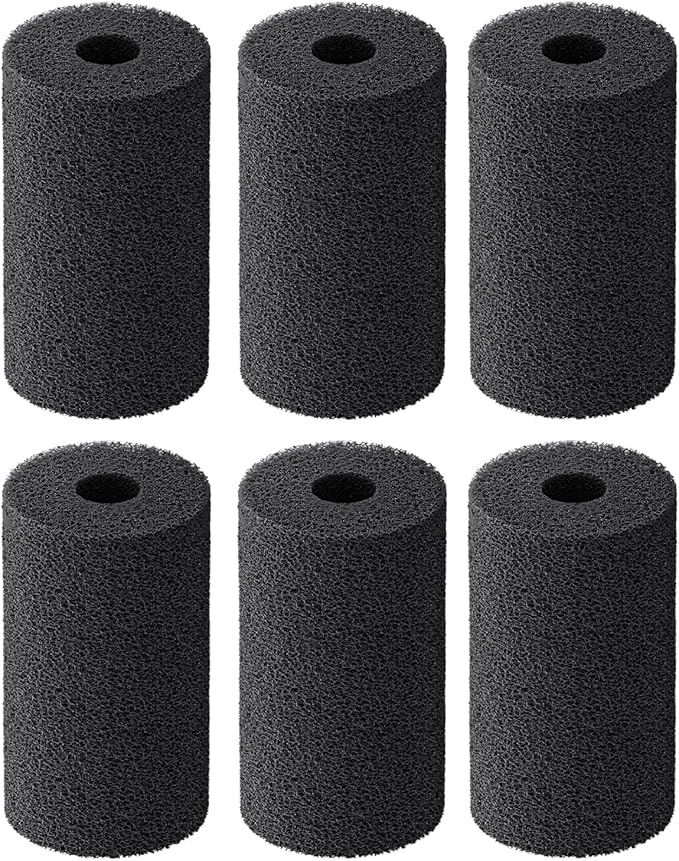 Pawfly 6 Pack Pre-Filter Sponge, Aquarium Filter Sponge 0.4" Intake Sponge Foam Roll for Small Fish Shrimp Fry Fish Tank Covers Accessories