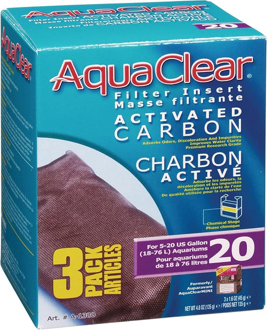 Aqua Clear AquaClear 20 Activated Carbon Inserts, Aquarium Filter Replacement Media, 3-Pack, A1380