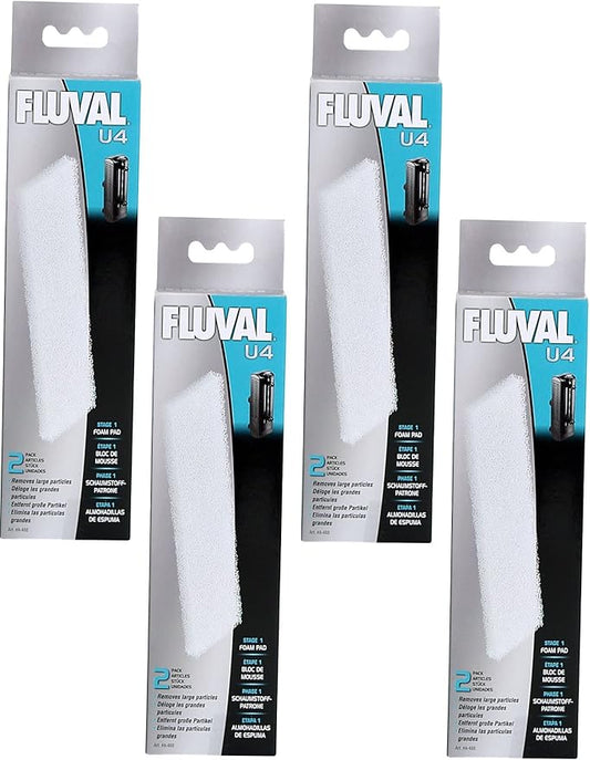 (4 Pack) Fluval U4 Underwater Filter Foam Pads, 2 Pads each