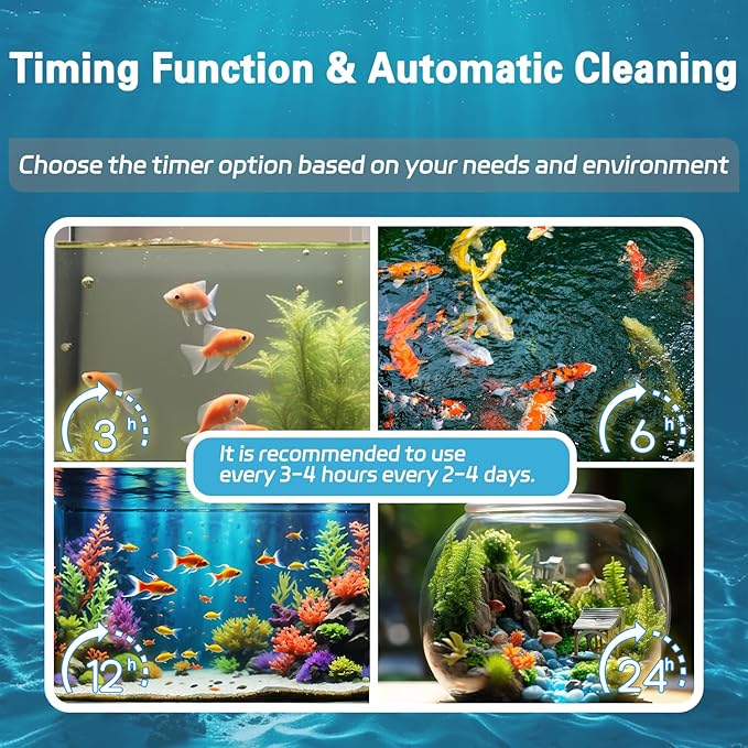 7W Timer UV Aquarium Clean Light for Algae Removal, Energy-Efficient LED Fish Tank Light with Waterproof Design for Pond and Aquarium