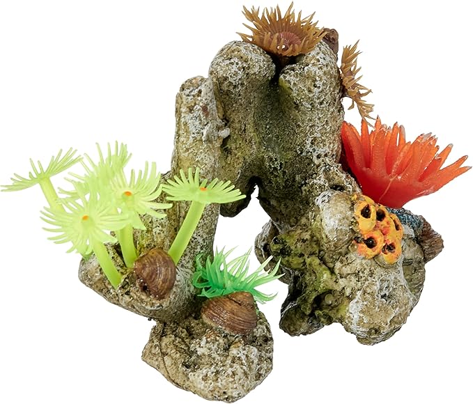 Nobby Coral Stone with Plants Aquarium Ornaments, 11 x 7 x 8.5 cm