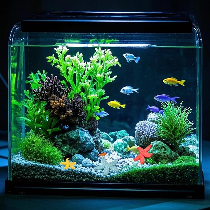 6 PCS Starfish Ornaments Realistic Starfish Decorations Starfish Fish Tank Ornaments Multi-Colored Mini Aquarium Decorations DIY Fish Tank Decor for Home DIY Crafts