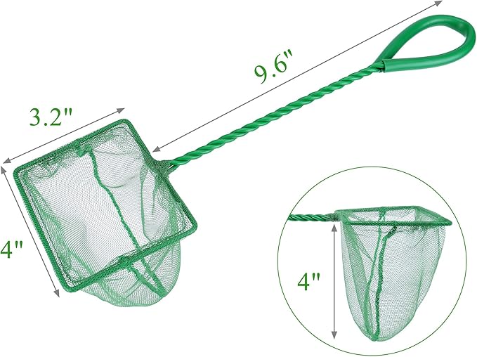 Mogoko 2 Pack Aquarium Net Fish Net, Small Net, Multi-Size Fine Mesh Aquarium Net with Long Plastic Handle for Fish Tank