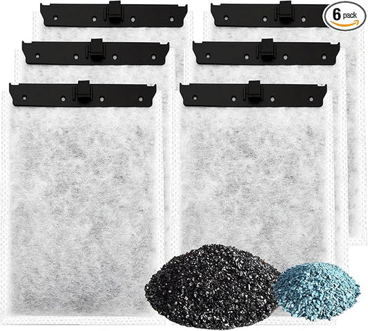 Aquarium 6 Pack Medium Filter Cartridges with Zeolite, Compatible with Whisper Filters 10i, IQ10, PF10 Power Filters