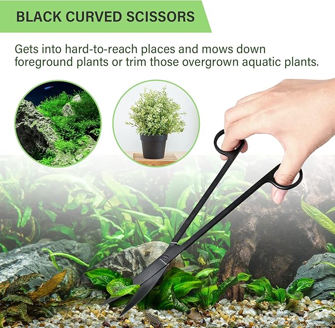 Simple Deluxe Aquarium Aquascape Tools Kit, 4 in 1 Anti-Rust Aquatic Plant Aquascaping Tool Stainless Steel Tweezers Scissors Spatula Set for Aquarium Tank Clean, Fish Tank, Bonsai, Algae Scrapers
