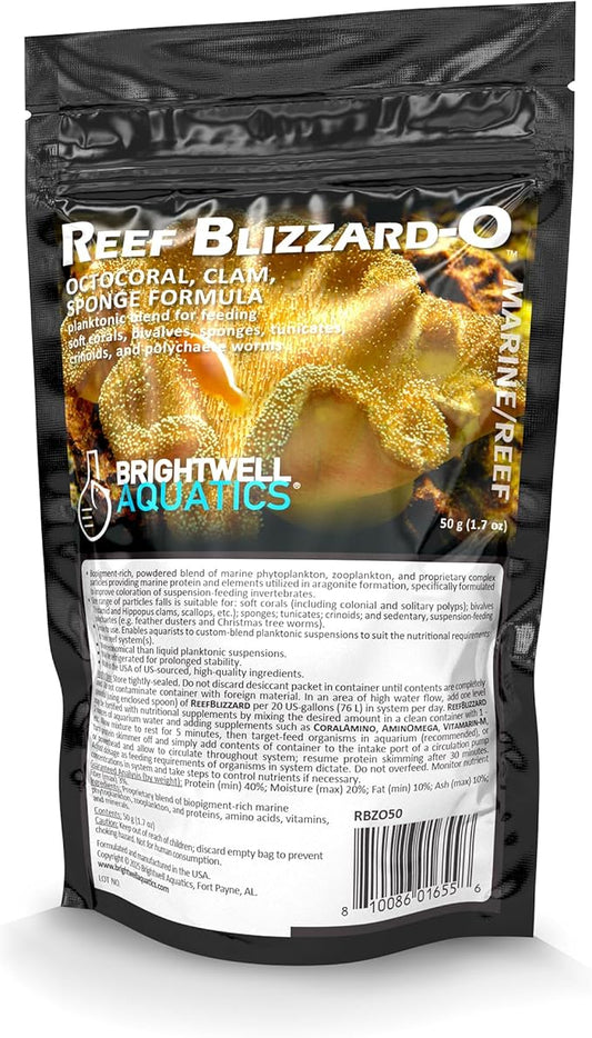 Brightwell Aquatics Reef Blizzard-O Powdered Planktonic Food Blend for Octocorals & Bivalves, 50g (RBZO50)