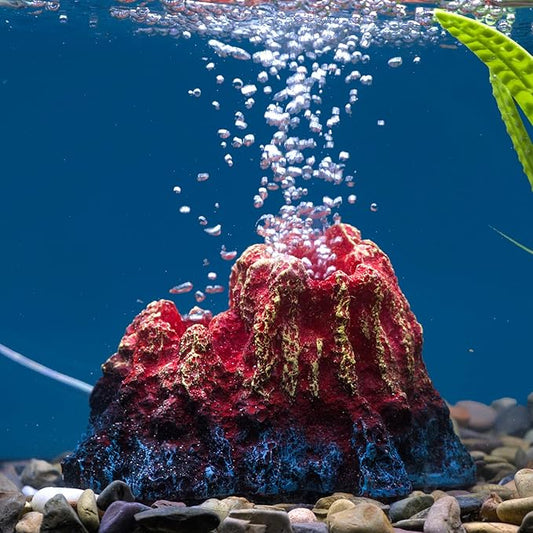 Uniclife Fish Tank Decorations, Realistic Resin Aquarium Volcano Decorations with Air Stone Bubbler, Volcano Bubbler Kit for Fish Tank Decor, Aquarium Decor with Bubbling Effect