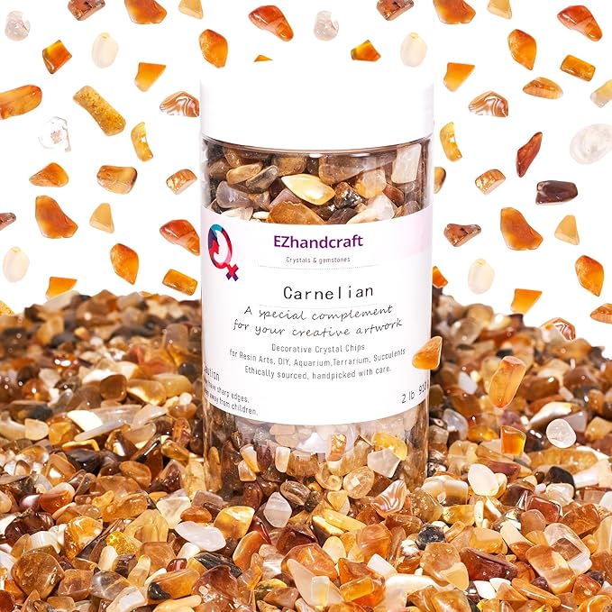 Carnelian Crystal Chips 2lbs (2400+ Pieces) – 5-8mm Natural Orange-Red Gemstones for Healing, Motivation, Abundance, Creativity & Spiritual Gifts – Stone of Vitality & Confidence