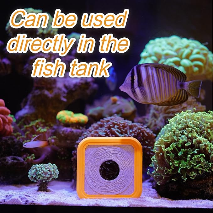 Aquarium Ceramic Plate Bio Filter Media Biological Filter Brick with Orange Border Square Circular Holefor Marine and Freshwater Fish Tank