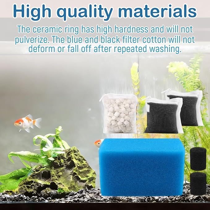 Aquarium Media Maintenance Kit Replacement for Fluval AC70 Power Filter, Includes 1 Blue Foam Filters, 2 Intake Strainer Sponge,1Pack Ceramic Rings and 2 Pack Activated Carbon, for 70 Gallon Aquariums