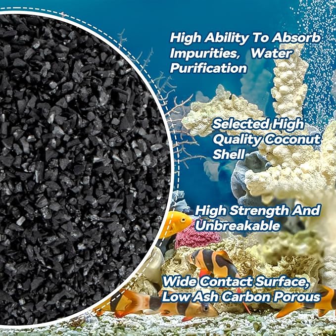 MAQIHAN 0.9 LB Activated Charcoal Pellets - Activated Carbon Aquarium Filter Media Charcoal Pellets for Fish Tank Supplies Media Bags for Aquarium Coconut Shell Charcoal (410G, 3 Nylon Bags)