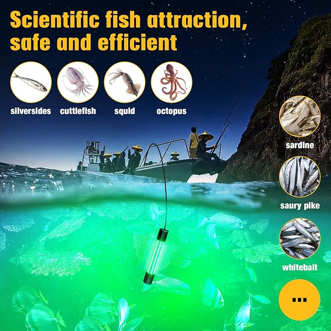 Underwater Fishing Green Light Compatible with DeWalt 20V Battery,1300 Lumens, LED Light for IP68 Waterproof Submersible Fish Lighting Attractants for Night Fishing, Docks, Boats, Kayaks(No Battery)