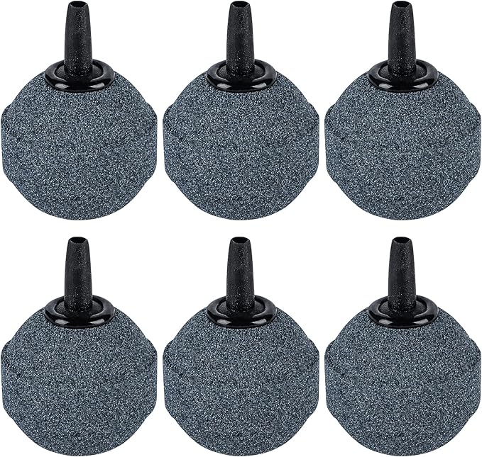 Pawfly Aquarium 1.2 Inch Air Stone Ball Bubble Diffuser Release Tool for Air Pumps Fish Tanks Small Buckets and Koi Ponds, 6 Pack