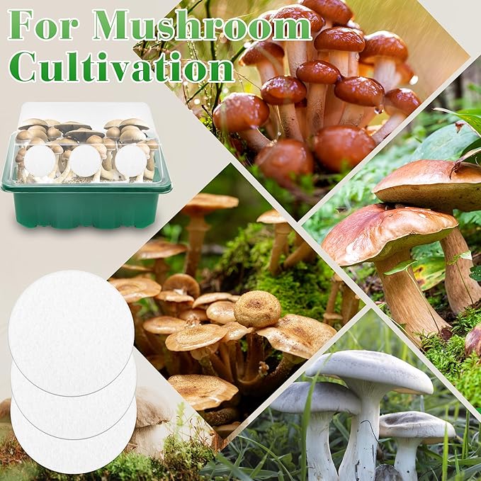 24PCS Monotub Filters, Self-Adhesive Monotub Filter Discs Replacements for Mushroom Growing Supplies