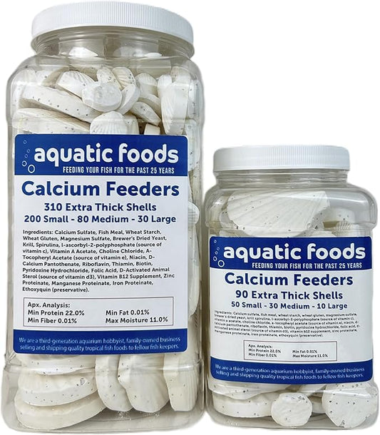 Calcium Feeder Small, Medium & Large Shells. Extra Thick Shells for Shrimp, Snails, Crabs, Crayfish, Hermit Crabs and All Tropical Fish…310 Count Jar