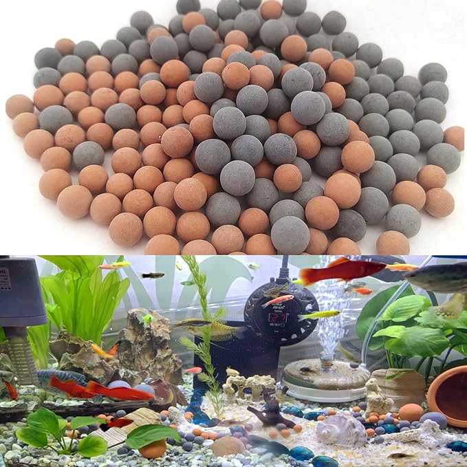 MEIMEI 200 Pcs Ceramic Aquarium Decor Balls - Fish Tank Ornament for Betta Fish, Freshwater Tank