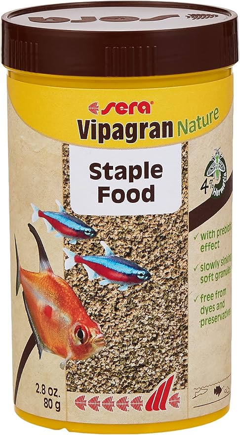 sera Vipagran 250 ml | Small Fish Food for Freshwater Fish | Fish Food Pellets for Middle Zone Feeders | Slowly Sinking Pond Fish Food | Soft Fish Pellets | Complete Feed Granules