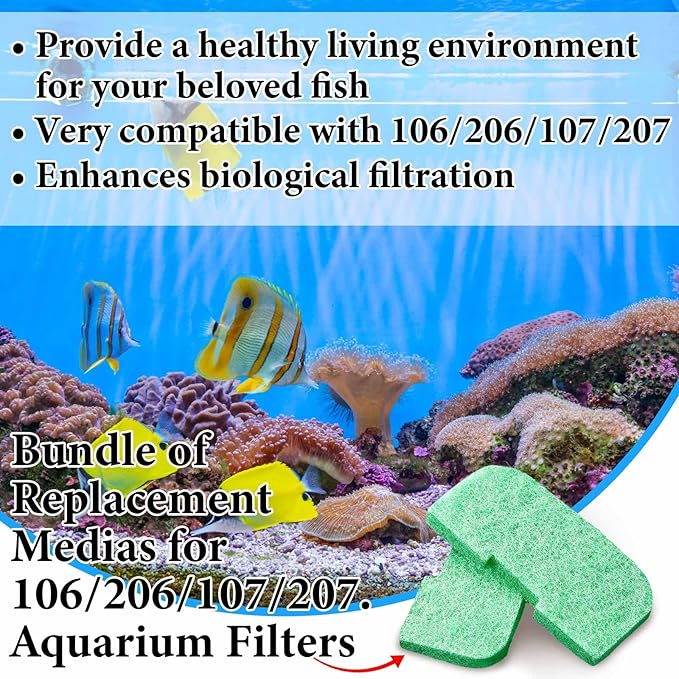 Threlaco 10 Pack Compatible with Fluval 106/206/107/207 Phosphate Remover Pads, Aquarium Canister Filter Media Replacement Pads for Fish Tank (Green)