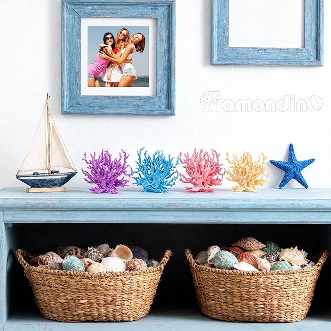 Framendino, 4 Pack Artificial Aquarium Coral Decor Plastic Faux Reef Decorative Cute Fish Tank Decorations