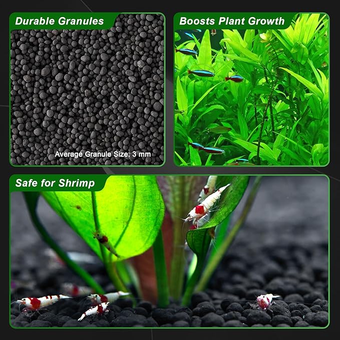 FZONE Aquarium Soil for Planted Tanks, Nutrient-Rich Aquarium Substrate for Fresh Water Live Plants, Shrimp & Fish Safe, Dust-Free(3mm, 4L/6.6 l b), Black