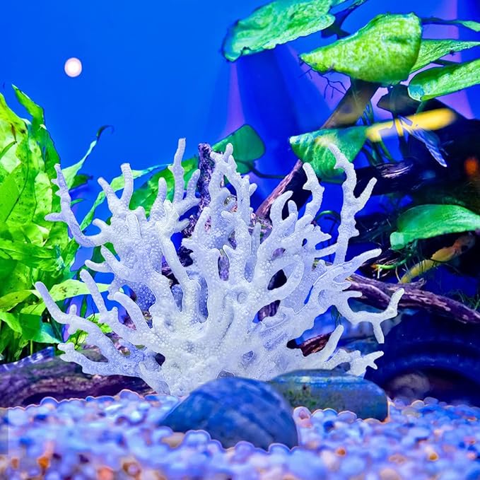 2 PCS Aquarium Coral Ornament, Blue Pink Coral Reef Decor, Artificial Plants Fish Tank Decorations