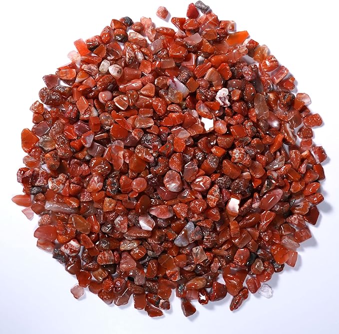 gemshan 2lb Carnelian Chips Natural Crushed Crystal Chip Bulk 7mm-9mm Tumble Healing Crystal Stone for Aquarium Vase Plant Decoration Jewelry DIY