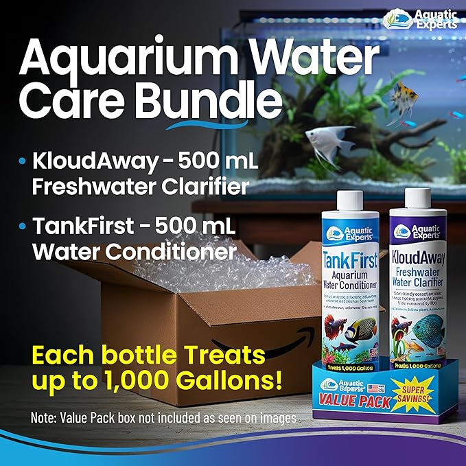Aquatic Experts Aquarium Water Care Bundle – TankFirst Water Conditioner + KloudAway Water Clarifier, Freshwater Fish Tank Treatment Set, 500 mL Each