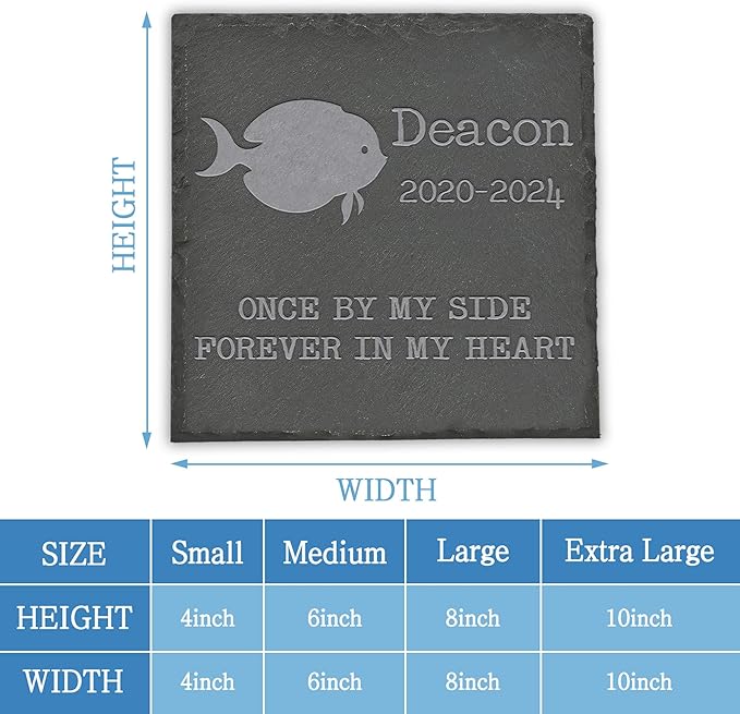 Personalized Pet Memorial, Fish Memorial Stone, Fish Tombstone, Fish Grave Marker, Fish Memorial Gifts, Fish Loss - Square