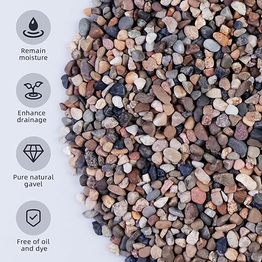 5lb Mixed Color Silica Gravel Pebbles, 1/5 inch Decorative Stones for Succulents, Pebbles for Vases,Plants Rocks, Aquarium Sand, Top Dressing, Outdoor Decorative Rocks