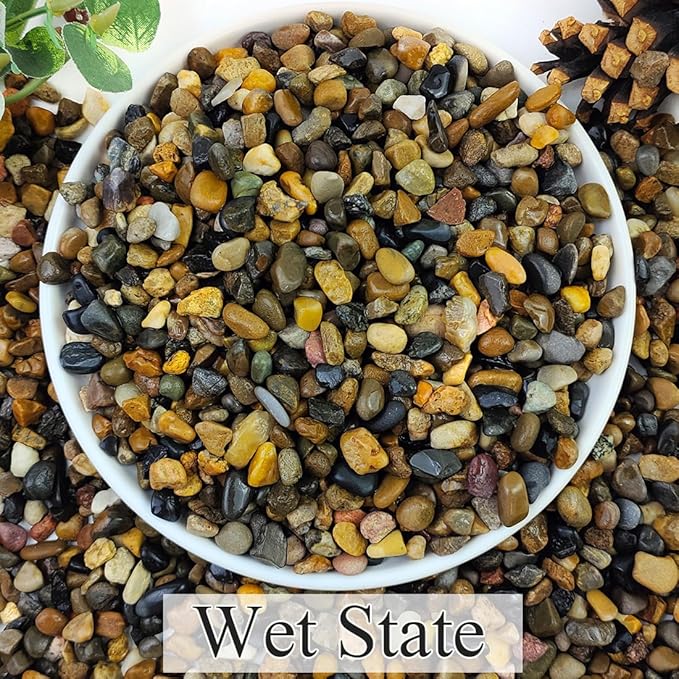 YISZM 20lbs Natural River Rocks, 1/4" Aquarium Gravel Small Rocks for Plants Pea Gravel for Fish Tank, Decorative Pebbles for Gardening, Flower Pots, Vase Fillers, Indoor Water Fountains, Landscaping