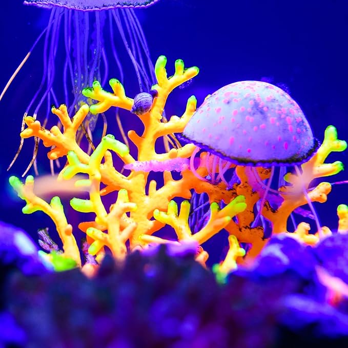 VOCOSTE Aquarium Simulation Coral Sea Urchins, Silicone Fluorescent Coral Glow Ornaments Fish Tank Landscape Decoration, Blue
